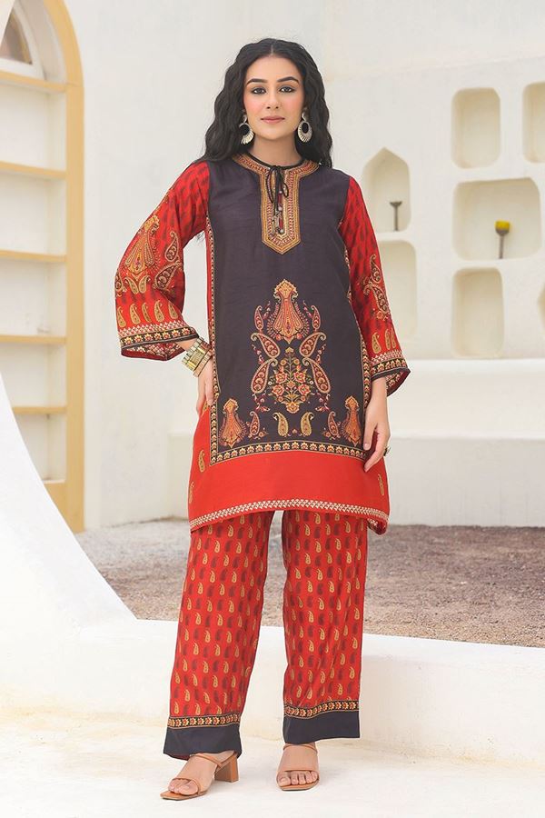 Picture of  Captivating Red and Grey Designer Kurtis for Mehendi, Hangouts, Sangeet, and Parties