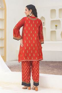 Picture of  Captivating Red and Grey Designer Kurtis for Mehendi, Hangouts, Sangeet, and Parties
