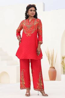 Picture of  Charismatic Red Designer Kurtis for Hangouts, Sangeet, and Parties