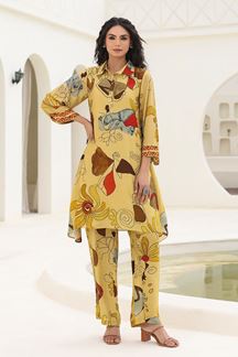 Picture of  Spectacular Mustard Designer Kurtis for Haldi, Hangouts, Sangeet, and Parties
