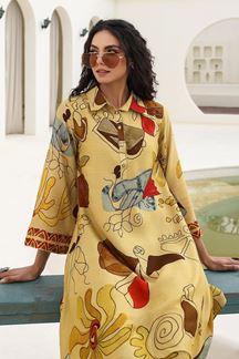 Picture of  Spectacular Mustard Designer Kurtis for Haldi, Hangouts, Sangeet, and Parties