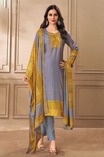 Picture of Creative Grey and Yellow Designer Straight Cut Suit for Festivals, Sangeet, and Parties