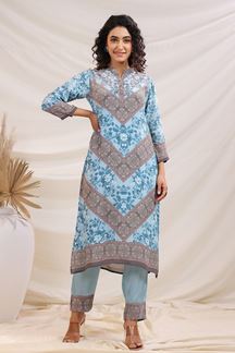 Picture of  Fascinating Sky Blue Designer Kurtis for Hangouts, Sangeet, and Parties