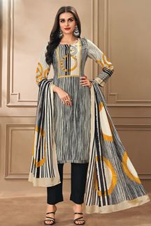 Picture of Mesmerizing Black and White Designer Straight Cut Suit for Festivals, Sangeet, and Parties
