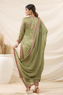 Picture of  Creative Pista Green Designer Straight Cut Suit for Mehendi, Festivals, Sangeet, and Parties