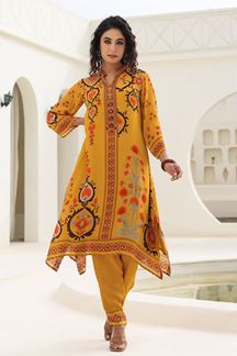 Picture of  Flamboyant Mustard Designer Kurtis for Haldi, Hangouts, Sangeet, and Parties