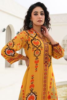 Picture of  Flamboyant Mustard Designer Kurtis for Haldi, Hangouts, Sangeet, and Parties