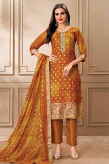 Picture of  Breathtaking Mustard Designer Straight Cut Suit for Haldi, Festivals, Sangeet, and Parties