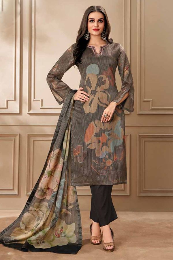Picture of  Outstanding Grey Designer Straight Cut Suit for Festivals, Sangeet, and Parties
