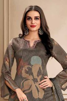 Picture of  Outstanding Grey Designer Straight Cut Suit for Festivals, Sangeet, and Parties