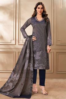 Picture of  Creative Grey and Blue Designer Straight Cut Suit for Festivals, Sangeet, and Parties