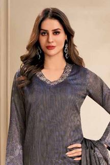 Picture of  Creative Grey and Blue Designer Straight Cut Suit for Festivals, Sangeet, and Parties