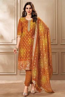 Picture of  Dazzling Mustard Designer Straight Cut Suit for Haldi, Festivals, Sangeet, and Parties