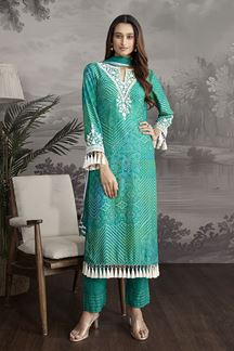 Picture of Spectacular Sea Green Designer Straight Cut Suit for Festivals, Sangeet, and Parties