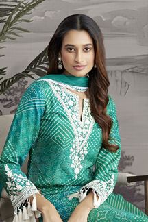 Picture of Spectacular Sea Green Designer Straight Cut Suit for Festivals, Sangeet, and Parties