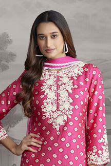 Picture of Fascinating Pink Designer Straight Cut Suit for Festivals, Sangeet, and Parties