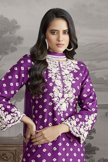Picture of Bollywood Purple Designer Straight Cut Suit for Festivals, Sangeet, and Parties
