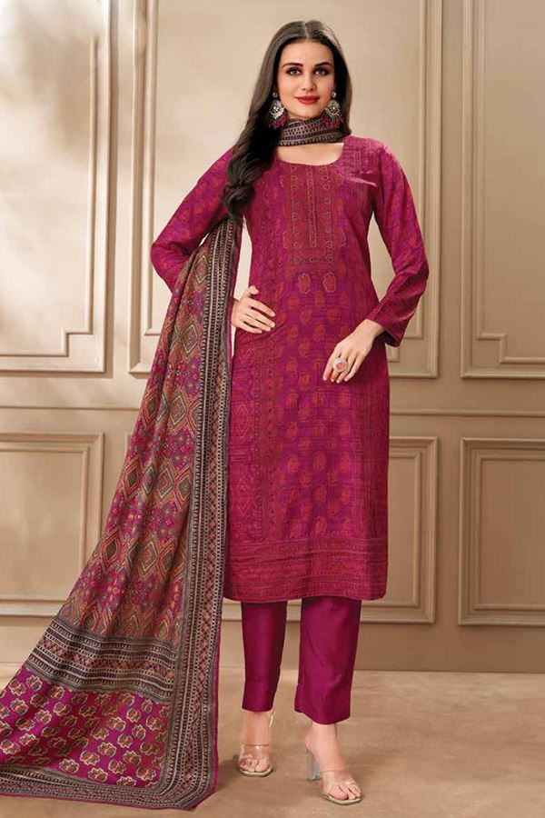 Picture of  Aesthetic Dark Pink Designer Straight Cut Suit for Festivals, Sangeet, and Parties