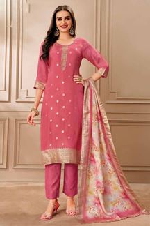 Picture of  Delightful Peach Designer Straight Cut Suit for Festivals, Sangeet, and Parties