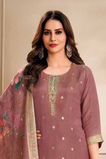 Picture of  Charming Mauve Designer Straight Cut Suit for Festivals, Sangeet, and Parties