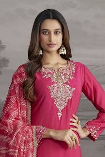 Picture of Surreal Pink Designer Straight Cut Suit for Festivals, Sangeet, and Parties