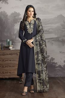 Picture of Aesthetic Black Designer Straight Cut Suit for Sangeet and Parties