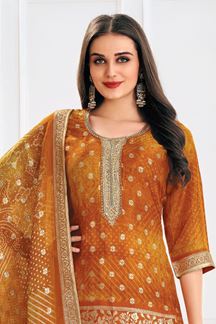 Picture of  Captivating Mustard Designer Sharara Suit for Haldi, Wedding, Reception, Festivals, Sangeet, and Parties