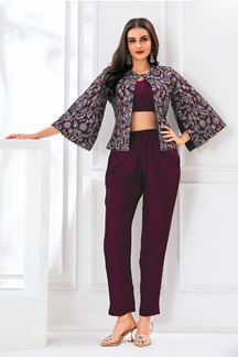 Picture of  Alluring Wine Designer Co-Ord Set for Festivals, Sangeet, and Parties