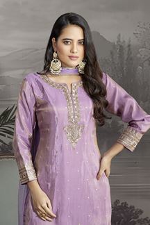 Picture of Delightful Lavender Designer Straight Cut Suit for Festivals, Sangeet, and Parties