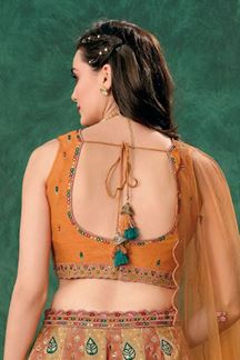 Picture of Captivating Multi and Orange Designer Indo-Western Lehenga Choli for Engagement, Wedding, Reception, Sangeet, and Parties
