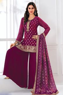 Picture of  Bollywood Purple Designer Sharara Suit for Wedding, Reception, Festivals, Sangeet, and Parties