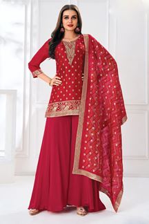 Picture of  Mesmerizing Red Designer Sharara Suit for Wedding, Reception, Festivals, Sangeet, and Parties