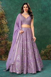 Picture of Spectacular Purple Designer Indo-Western Lehenga Choli for Engagement, Wedding, Reception, Sangeet, and Parties