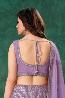 Picture of Spectacular Purple Designer Indo-Western Lehenga Choli for Engagement, Wedding, Reception, Sangeet, and Parties