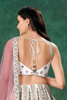 Picture of Fascinating Ivory Designer Indo-Western Lehenga Choli for Engagement, Reception, Sangeet, and Parties