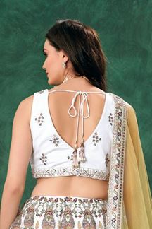 Picture of Bollywood Ivory Designer Indo-Western Lehenga Choli for Engagement, Reception, Sangeet, and Parties