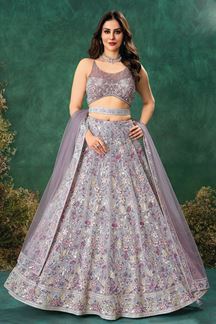 Picture of Mesmerizing Light Grey Designer Indo-Western Lehenga Choli for Engagement, Reception, Sangeet, and Parties
