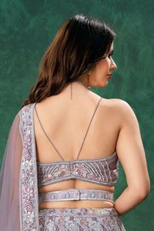 Picture of Mesmerizing Light Grey Designer Indo-Western Lehenga Choli for Engagement, Reception, Sangeet, and Parties