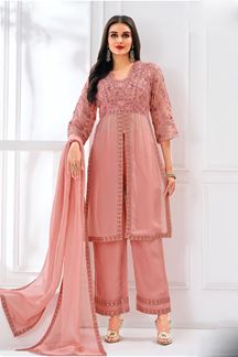 Picture of  Surreal Pink Designer Straight Cut Suit for Festivals, Sangeet, and Parties