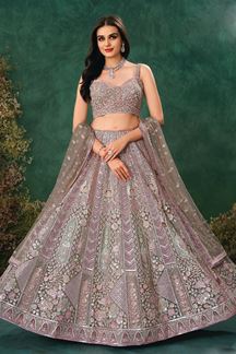 Picture of Delightful Mauve Designer Indo-Western Lehenga Choli for Engagement, Reception, Sangeet, and Parties