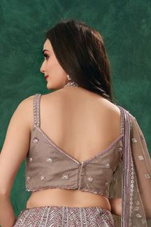 Picture of Delightful Mauve Designer Indo-Western Lehenga Choli for Engagement, Reception, Sangeet, and Parties