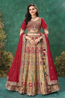 Picture of Lovely Multi and Red Designer Wedding Lehenga Choli for Wedding and Reception