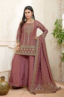 Picture of  Ethnic Mauve Designer Palazzo Suit for Engagement, Wedding, Reception, Festivals, Sangeet, and Parties