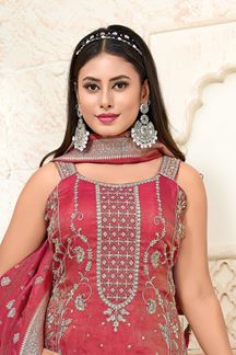 Picture of  Smashing Onion Pink Designer Palazzo Suit for Engagement, Wedding, Reception, Festivals, Sangeet, and Parties