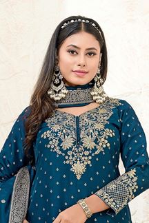 Picture of  Spectacular Navy Blue Designer Palazzo Suit for Wedding, Reception, Festivals, Sangeet, and Parties