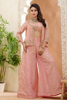 Picture of  Fascinating Light Pink Designer Palazzo Suit for Engagement, Reception, Festivals, Sangeet, and Parties