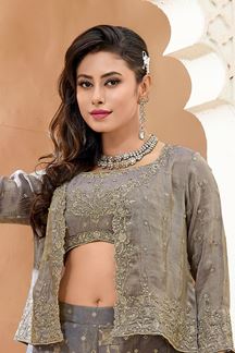 Picture of  Creative Grey Designer Palazzo Suit for Engagement, Reception, Festivals, Sangeet, and Parties