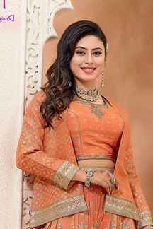 Picture of  Dazzling Orange Designer Palazzo Suit for Engagement, Reception, Festivals, Sangeet, and Parties