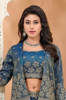 Picture of  Mesmerizing Teal Blue Designer Palazzo Suit for Engagement, Reception, Festivals, Sangeet, and Parties