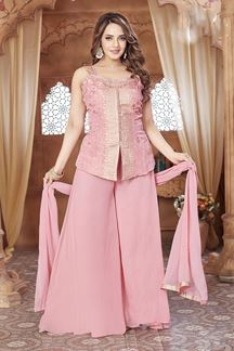 Picture of Ethnic Pink Designer Palazzo Suit for Festivals, Sangeet, and Parties